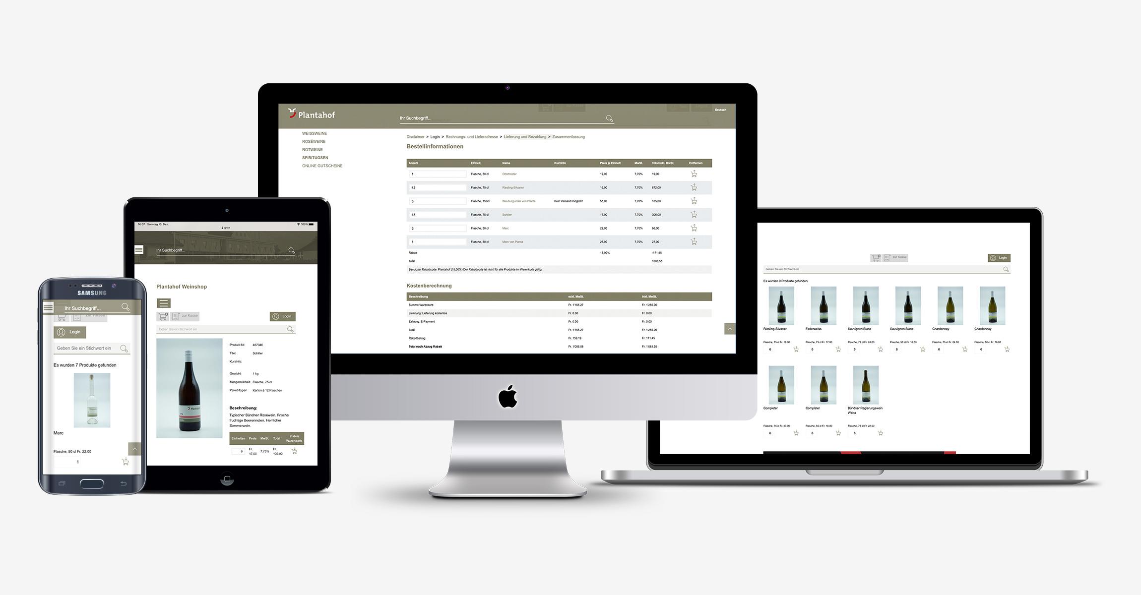 Website Plantahof Weinshop